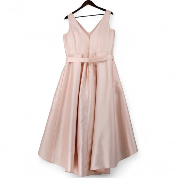Alfred Sung Blush Satin High-Low Bridesmaid Evening Gown Dress Size 16 D723S - Picture 7 of 11